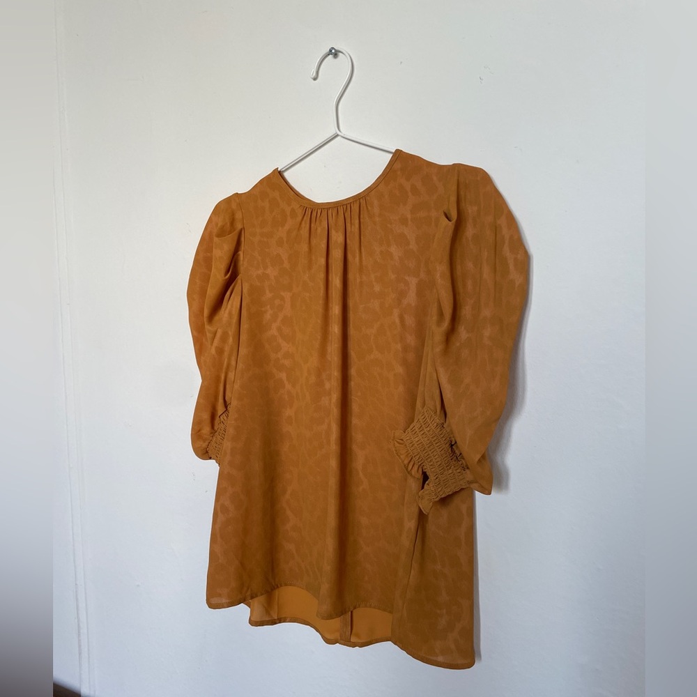 Anthropologie S Current Air Short Gathered Sleeve Mustard Yellow Top